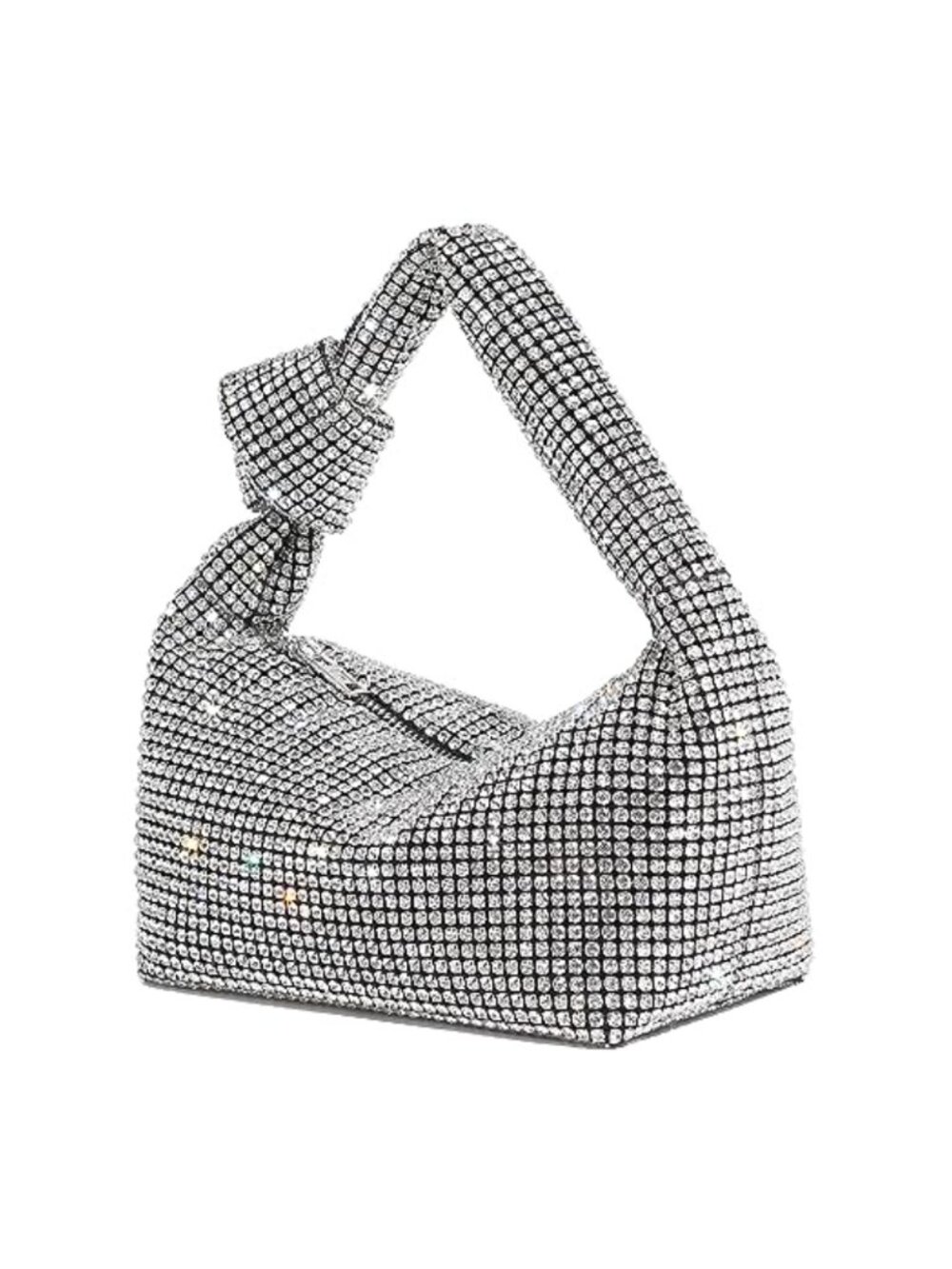 Rhinestone Clutch Evening Bag Sparkly Silver Purse